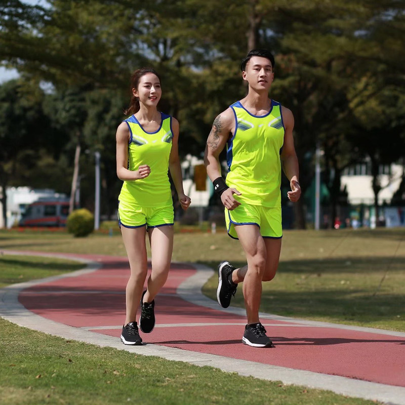 田径服套装男女情侣款马拉松跑步健身训练衣可印字号考试运动装夏 t
