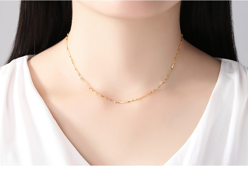 臻结珠宝 时尚银项链 925s黄金色银项链 45cm 1-2克 o字链 45厘米