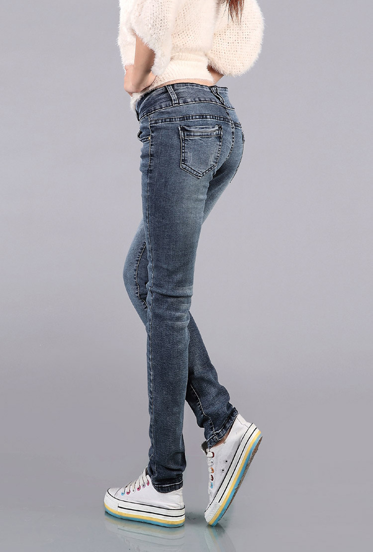 2015新品 休闲牛仔裤女 铅笔裤 显瘦弹性长裤 灰色 28