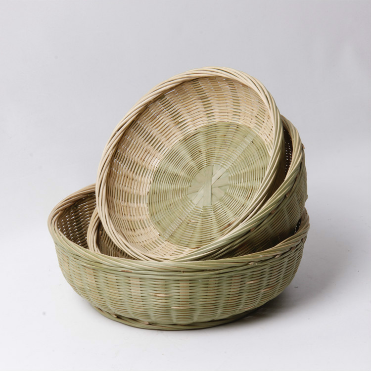 手工竹编制品工艺馍筐竹编筐 竹子竹筐竹篮馒头筐 藤编圆形小号筐
