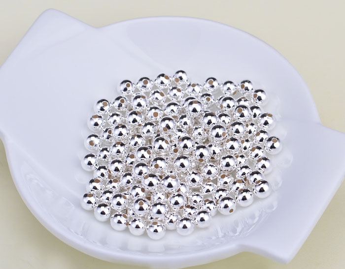 杜缇(du ti)925银珠子散珠 光珠圆珠 珠隔珠 银豆 手工diy手链脚链