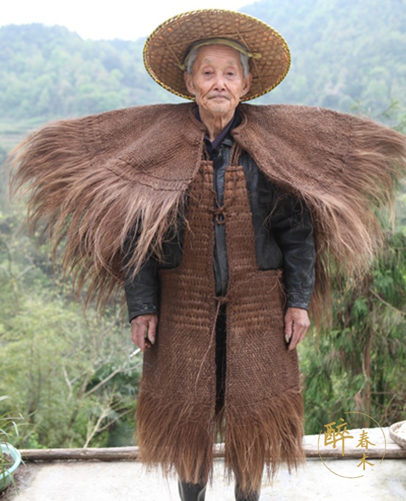 醉春木 蓑衣斗笠草鞋纯手工可穿斗笠帽农家乐装饰道具古风特色手工艺