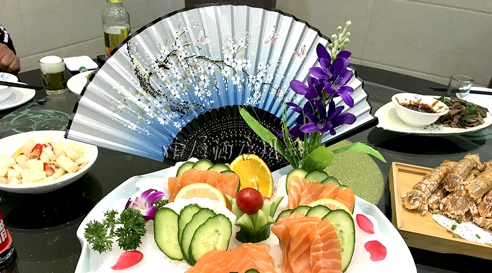 南屋 刺身折扇子盘饰点缀酒店餐厅厨师创意意境菜工具用品摆盘盘头