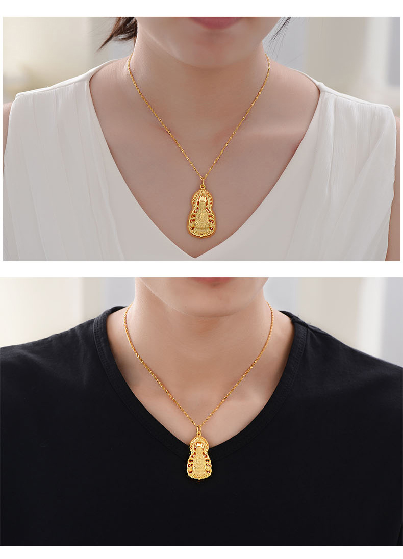 沁帝珠宝 黄金吊坠男 足金9999火焰观音菩萨 纯金观音吊坠男士 项链