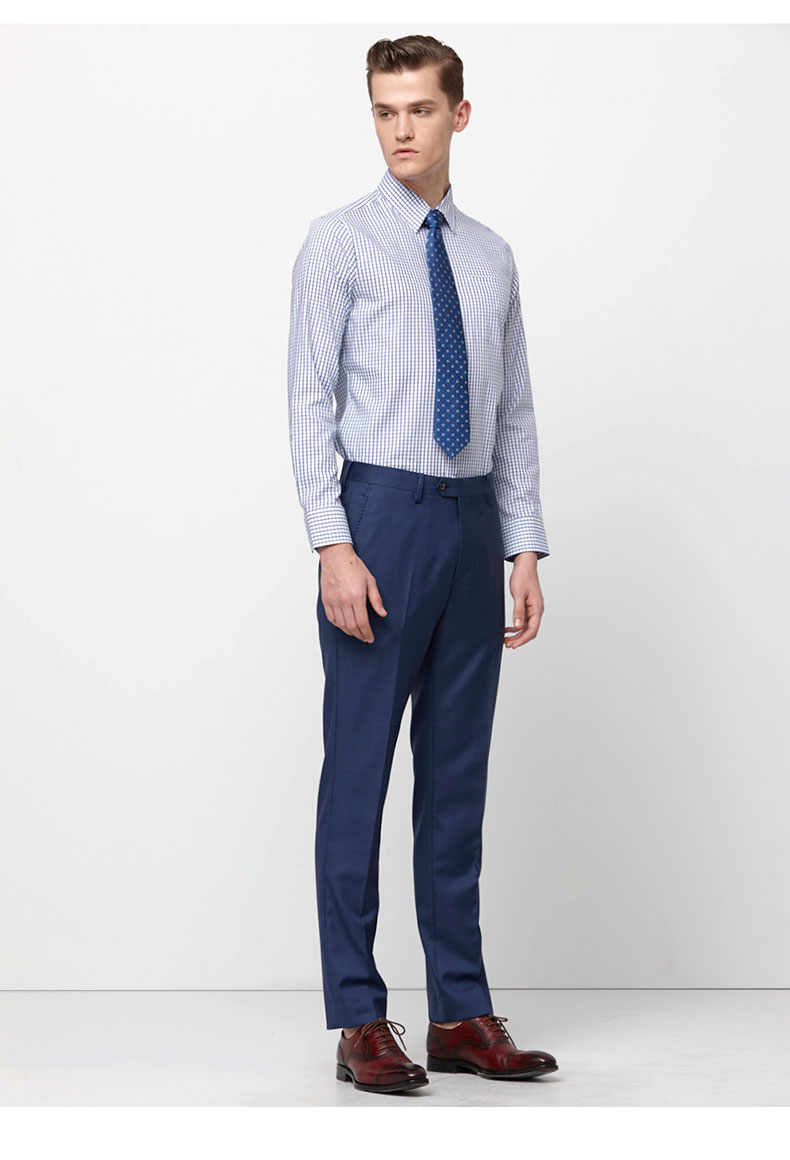 vasto华斯度2018秋季男士西服套装下装男士商务纯羊毛西裤蓝色29