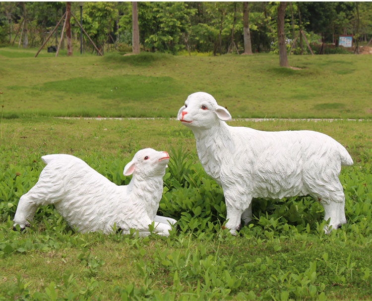 玻璃鋼雕塑仿真動物山羊綿羊肖恩羊擺件戶外景觀農場休閒山莊裝飾 款1