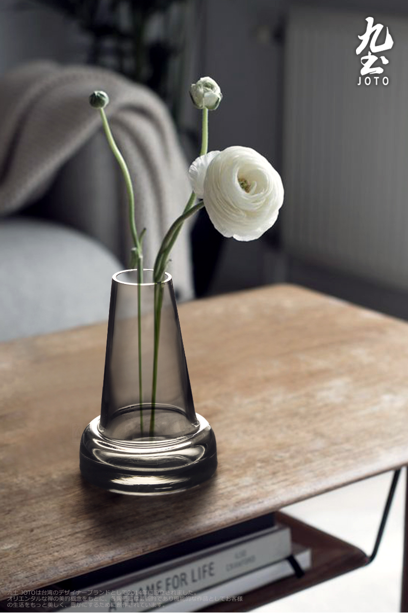 九土北欧透明彩色玻璃迷你花瓶现代水培插花容器家居餐桌客厅鲜花摆件