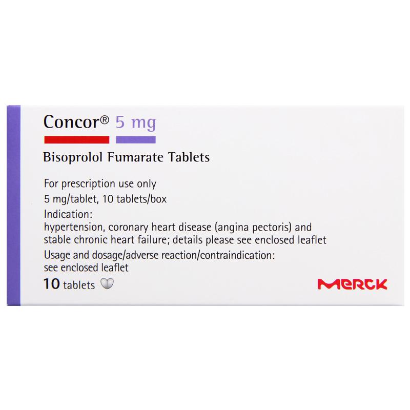 康忻concor富马酸比索洛尔片5mg10片装盒rx五盒装