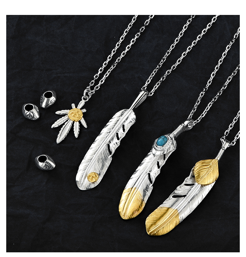 麦嘟嘟goros羽毛项链男日本高桥吾郎银朱一龙同款余文乐克罗芯羽孔雀