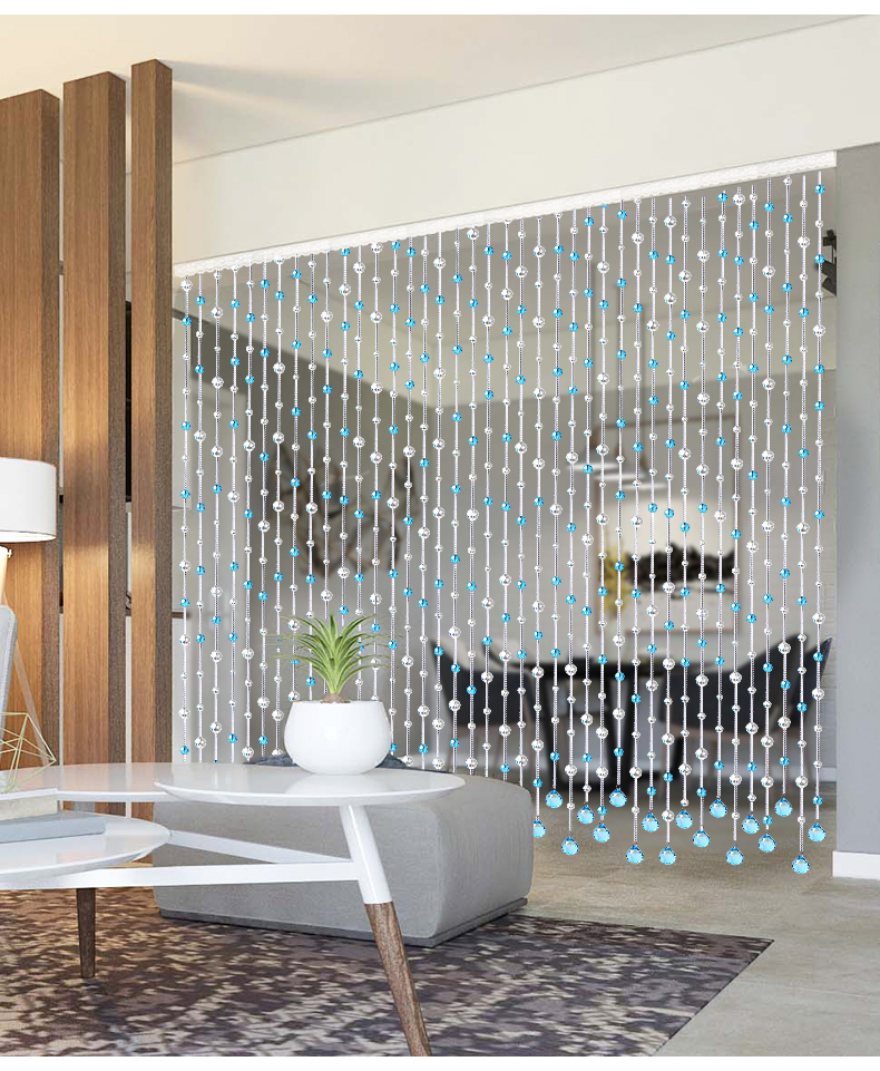 湘尚阁水晶珠帘隔断客厅装饰玄关过道客厅厕所门帘卧室免打孔阳台挂