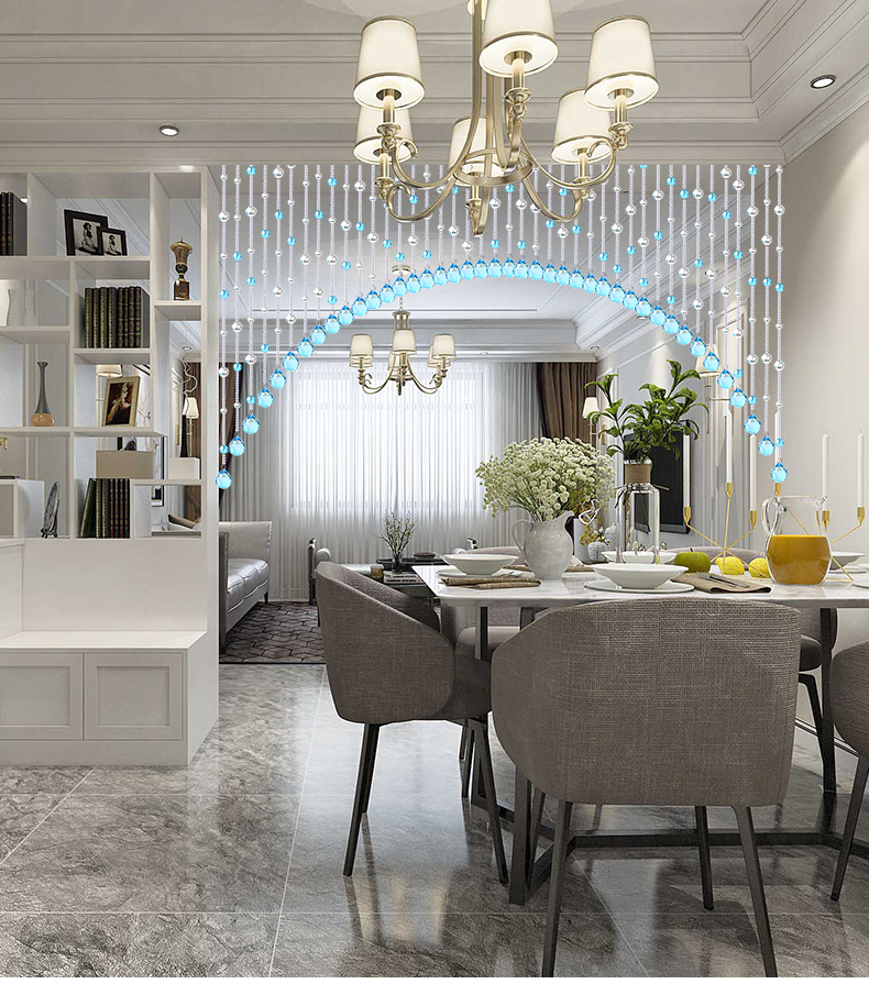 湘尚阁水晶珠帘隔断客厅装饰玄关过道客厅厕所门帘卧室免打孔阳台挂