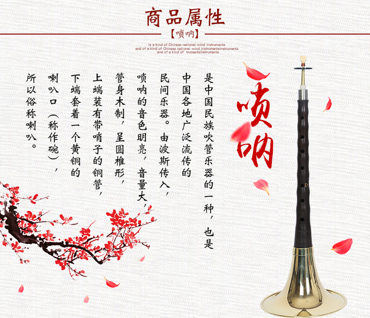 全调乌木唢呐民族乐器d调唢呐喇叭演奏 乌木大f白碗 5