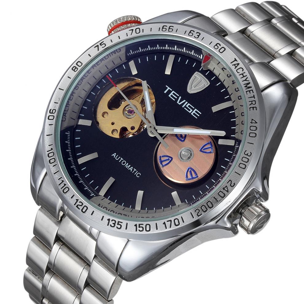 户外装备 陀飞轮镂空透底防水全自动机械男士表 黑色钢带 如图