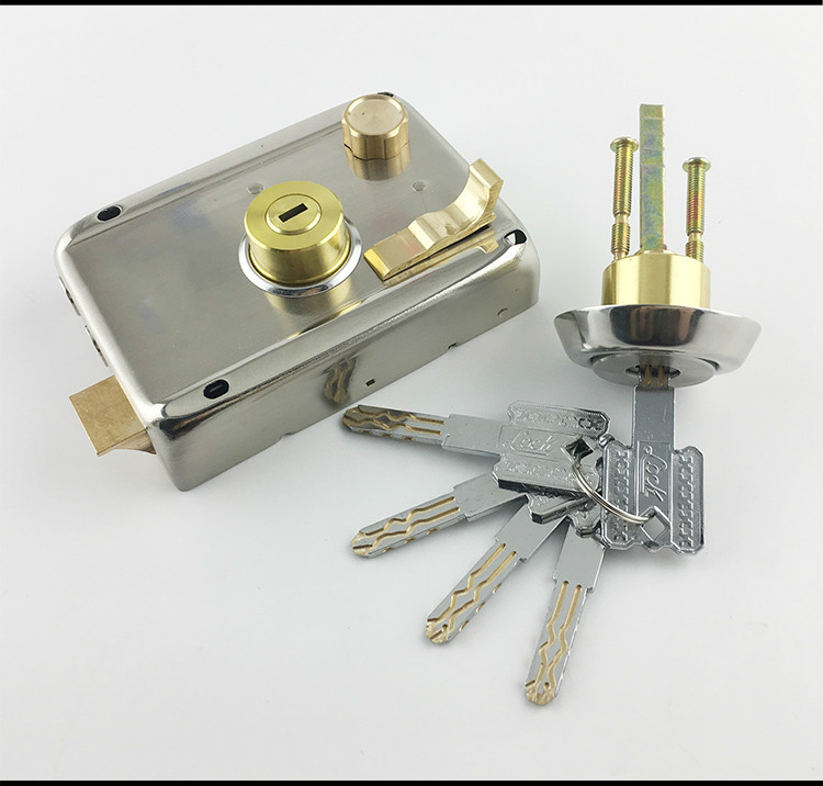 极立耐防盗门锁空转外装门锁超b级防锡纸大门锁铁门锁超c级叶片匙新款