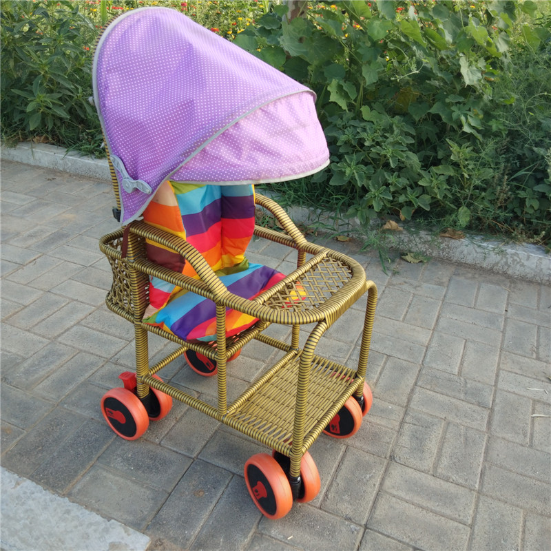夏天仿竹藤编轻便腾椅仿藤婴儿儿童推车折叠简推车宝宝手推车小孩 圆