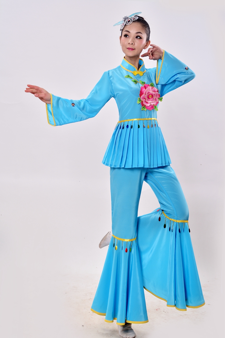 2018新款秧歌服广场舞扇子舞扭秧歌服装腰鼓队服装东北大秧歌服 绿色