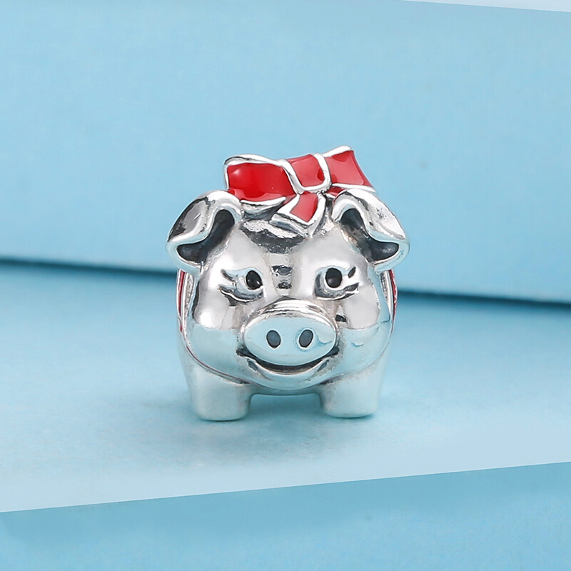 小物 peipei PANDORA Small Piggy Bank 925 Silver Enamel String 791809ENMX