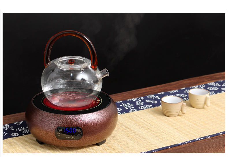 耐高温全玻璃壶电陶炉专用煮茶壶直火加热耐热烧水壶泡茶壶茶具 红色