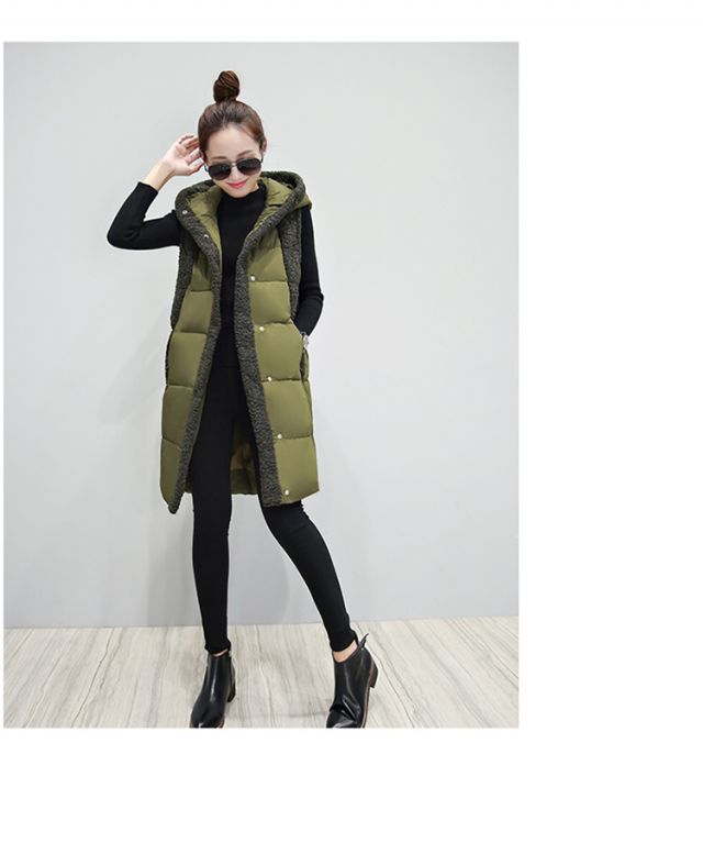 2007新款女装秋季棉衣/棉服直筒中长款连帽时尚休闲修身无袖通勤 yzm