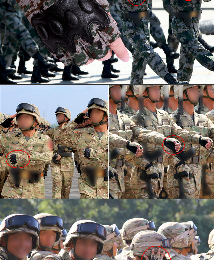 兵行者建军90周年朱日和阅兵战术手套 户外男半指迷彩手套 耐磨防滑