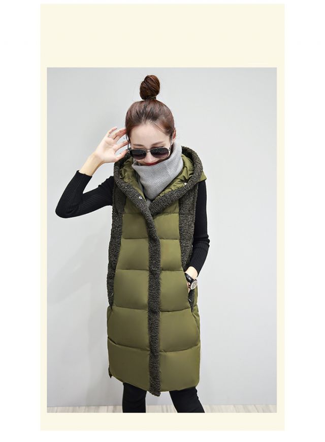 2007新款女装秋季棉衣/棉服直筒中长款连帽时尚休闲修身无袖通勤 yzm