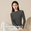 Urban beauty round neck bottoming shirt black striped slim pure lust top long sleeve women's inner wear L