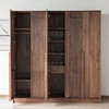 Youthful and trendy black walnut solid wood wardrobe, bedroom wardrobe, five-door wardrobe, new Chinese grille wardrobe, five doors (210*60*220cm)