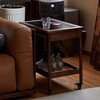 First picked up, solid wood folding coffee table, movable sofa side table, black walnut trolley, slate tea table, small apartment tea table, North American black walnut side table (slate surface), fully assembled