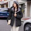 Guixuege winter hooded short down jacket for women 2024 new fashion loose thickened warm white duck down jacket light card color M (115-135 catties)