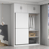 Sliding door wardrobe home bedroom simple assembly rental wardrobe sturdy and durable small wooden children's cabinet warm white 120cm long main cabinet reinforced and thickened assembly self-installation delivered to downstairs