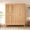 Siguyuan Nordic all solid wood wardrobe hundred-page grille can add top cabinets home bedroom simple two or three doors with drawer storage wardrobe walnut color all solid wood four door wardrobe delivery to home package installation