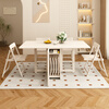 Tan Hua Xuan all solid wood folding dining table and sideboard integrated small apartment cream style dining table with lights and wheels white oak table 1.4m folding dining table + folding leather chairs x4