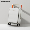 Hanker wide trolley suitcase aluminum frame men's front opening trolley suitcase women's suitcase large capacity 24-inch smoke white password box
