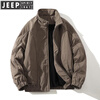 JEEP SPIRIT winter stand collar American short handsome bomber jacket cotton coat plus velvet thickened jacket men's top khaki 2XL (175-200)
