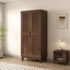 Siguyuan Nordic all solid wood wardrobe hundred-page grille can add top cabinets home bedroom simple two or three doors with drawer storage wardrobe walnut color all solid wood four door wardrobe delivery to home package installation