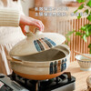 Fourth month Japanese wide-mouthed flat-bottomed clay pot household clay pot rice casserole small soup stew pot gas stove for home use Sancai 3-4 servings丨1-year burnt replacement 2.2L
