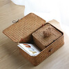 Ken s desktop storage box rattan straw gift box with lid dustproof sundry basket creative gift box jewelry box bear style orange rectangular large size