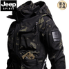 JEEP SPIRIT Spring, Autumn and Winter Soft Shell Outdoor Jacket Men's Military Fan Tactical Motorcycle Jacket Windproof and Waterproof Multifunctional Outer Suit 622 Black Suit 165 (95-110 catties)