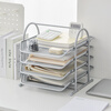 Three-year second shift metal file tray rack multi-layer file tray file column office desktop storage information file iron basket information rack organizer storage rack four-layer silver