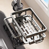 JCS kitchen faucet storage rack storage rack drain rack dishcloth dishwashing basin sink sink drain basket gun gray faucet drain basket - with rod on the left
