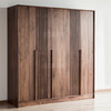 Youthful and trendy black walnut solid wood wardrobe, bedroom wardrobe, five-door wardrobe, new Chinese grille wardrobe, five doors (210*60*220cm)