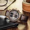 CITIZEN watch Eco-Drive sun and star dual display perpetual calendar Japanese and Korean business men's watch gray plate rose gold three-eye men's watch AT8113-12H