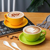 Mongdio European Ceramic Coffee Cup and Saucer Home Latte Cup Large Capacity 300ml Latte Art Cup and Saucer Set White 300ml