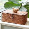 Ken s desktop storage box rattan straw gift box with lid dustproof sundry basket creative gift box jewelry box bear style orange rectangular large size