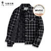 Dances with Wolves Down Liner Autumn and Winter Small Fragrance Style Lapel Plaid Down Jacket Warm Jacket 001 Black 180