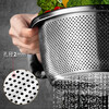 Longzhifan thickened stainless steel rice sieve drain basin dense hole basket washing basin rice washing basin leakage basin round household vegetable washing fruit basket 22cm thickened dense hole leakage basin