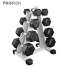 PROIRON rubber-coated dumbbell set combination household hexagonal dumbbell solid men's and women's commercial fitness equipment 5.10.15.20 pounds four pairs 100 pounds set