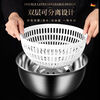 Jingbai stainless steel vegetable salad dehydrator hand-cranked deoiling and drying machine fruit and vegetable drain basket kitchen household vegetable sink stainless steel large 3800ML manual dryer