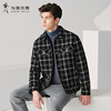 Dances with Wolves Down Liner Autumn and Winter Small Fragrance Style Lapel Plaid Down Jacket Warm Jacket 001 Black 180