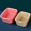 Detif rectangular plastic oversized sink drain basket two-piece set household large thickened square basin kitchen fruit basket small drain basket golden milk coffee